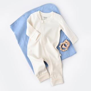 BabyCosy Sleepsuits Shades GOTS Organic Cotton Zip-Up Footless Sleepsuit in Ecru