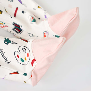 BabyCosy Sleepsuits Stationery GOTS Organic Cotton Zip Up Sleepsuit 2-Pack