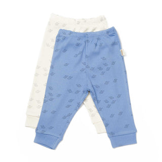 BabyCosy Trousers Ribbed Elephant Modal & Organic Cotton Trousers 2-Pack in Ecru Blue