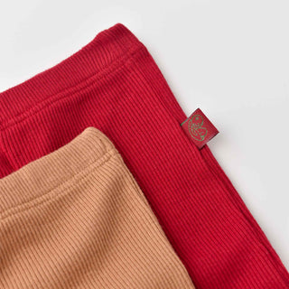 BabyCosy Trousers Ribbed Organic Cotton & Modal Trousers 2-Pack in Brown Red
