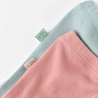 BabyCosy Trousers Ribbed Organic Cotton & Modal Trousers 2-Pack in Green Pink