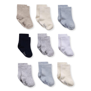 Bebetto Accessories 0-3 Months Newborn Baby Boy Cotton Rich Socks 3 Pack Mix in Grey, Blue and Ecru