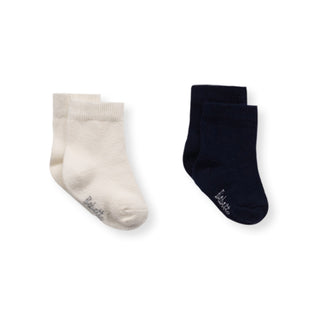 Bebetto Accessories 0-6 Months Baby Boy Cotton Rich Socks (0-3 Yrs) 2 Pack Mix in Ecru and Navy Blue
