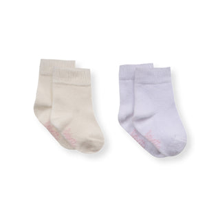 Bebetto Accessories 0-6 Months Baby Girl Cotton Rich Socks (0-3 Yrs) 2 Pack Mix in Ecru and White