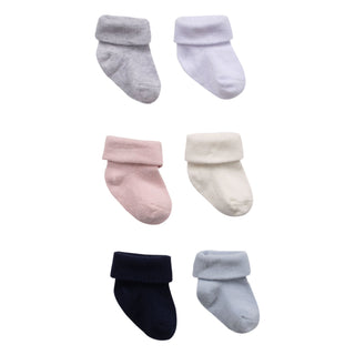 Bebetto Accessories Baby Cotton Rich Roll Top Socks (0-2 Yrs) 2 Pack Mix in Grey and White