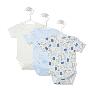 Bebetto Bodysuits 0-3 Months / Blue Pastel Minis 3 Pack Baby Boy Bodysuits