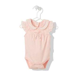 Bebetto Bodysuits Authentic Baby Embroidered Baby Bodysuit with Collar - Pink