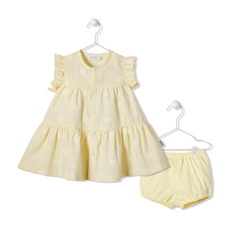 Bebetto Dresses 6-9 Months / Yellow Pastel Minis 2 Piece Dress with Frills & Bloomer Set