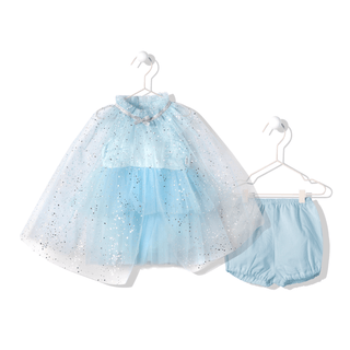 Bebetto Dresses Fairies 3 Piece Tulle Gown Dress & Bloomer Set in Blue