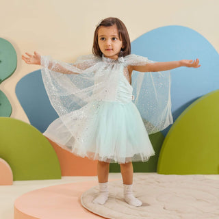 Bebetto Dresses Fairies 3 Piece Tulle Gown Dress & Bloomer Set in Blue