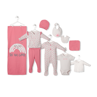 Bebetto Gifts 0-3 Months Sun & Friends 10 Piece Outside Seams Openwork Newborn Gift in Pink