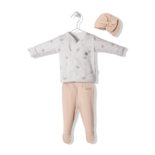 Bebetto Outfit Sets 0-3 Months / Beige Magic Angel 3 Piece Baby Girl Newborn Set