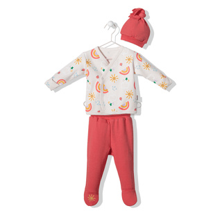 Bebetto Outfit Sets 0-3 Months / Red Joyful 3 Piece Newborn Baby Set