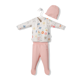 Bebetto Outfit Sets 0-3 Months / Salmon Jolly Good 3 Piece Newborn Baby Girl Outfit Set