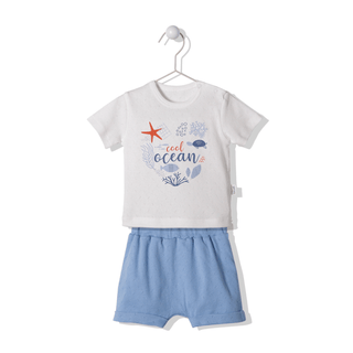 Bebetto Outfit Sets 3-6 Months / Blue Navy Life 2 Piece Cotton T-Shirt & Shorts Set