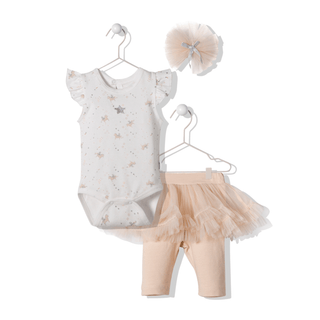 Bebetto Outfit Sets 6-9 Months / Beige Magic Angel 3 Piece Baby Girl Outfit Set