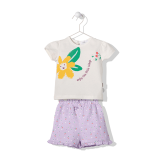 Bebetto Outfit Sets 6-9 Months Fruity 2 Piece Jersey T-Shirt & Shorts Set in Purple