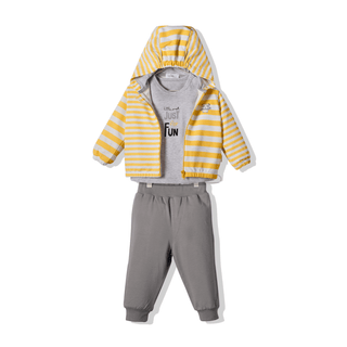 Bebetto Outfit Sets 6-9 Months / Yellow Just Fun 3 Piece Double Knit Hooded Cardigan Set
