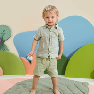 Bebetto Outfit Sets Pastel Minis 2 Piece Baby Boy Woven Shirt & Shorts Set