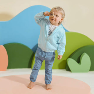 Bebetto Outfit Sets Summer Boy 3 Piece Cardigan & Trousers Outfit Set in Blue