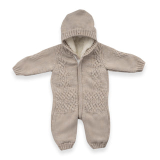 Bebetto Pramsuits 3-6 Months Bebetto Knit Wool Zip Up Baby Pramsuit in Beige