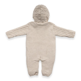Bebetto Pramsuits Bebetto Knit Wool Hooded Baby Pramsuit in Ecru