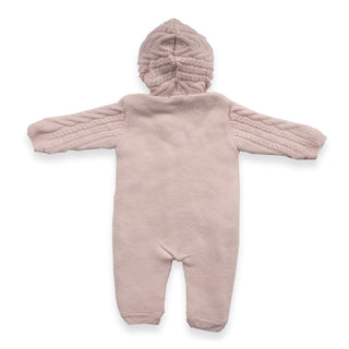 Bebetto Pramsuits Bebetto Knit Wool Hooded Baby Pramsuit in Pink