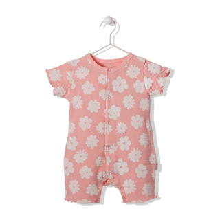 Bebetto Rompers 3-6 Months / Pink Cute Daisy Waffle Romper
