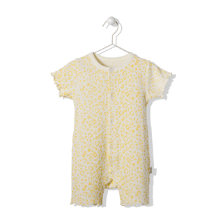 Bebetto Rompers 3-6 Months / Yellow Cute Leo Waffle Romper