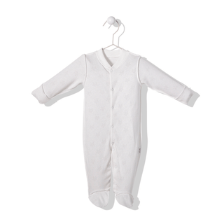Bebetto Sleepsuits 0-1 Months / Ecru Pastel Minis Outside Seams Stars Openwork Sleepsuit