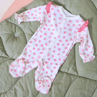 Bebetto Sleepsuits Sun & Friends Embroidered Openwork Baby Girl Sleepsuit in Pink