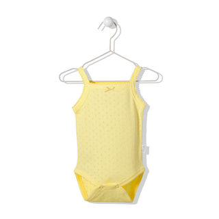 Bebetto Vests 0-3 Months / Yellow Sun & Friends Embroidered Openwork Baby Girl Vest